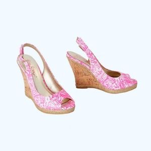 New Lilly Pulitzer Krisie Wedge Pink Tropics Wedge